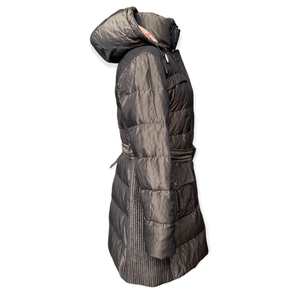 Burberry Puffer Jacket Hooded Belted Coat Quilted Mink Gray - Picture 5 of 15